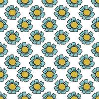 Seamless pattern with blue flowers. Floral background. Chamomile flowers isolated on white background vector