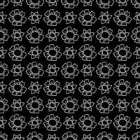 Seamless black pattern with white flowers. Floral background. White flowers isolated on black background vector