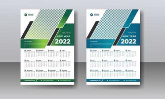 feliz año nuevo colorido imprimible moderno 2022 plantilla de diseño de calendario vector