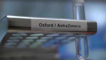 Oxford AstraZeneca Covid Vaccine Test Tubes Being Placed Into Rack. Locked Off, Close Up video