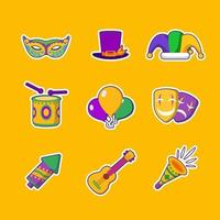 conjunto de iconos de carnaval de mardi gras vector