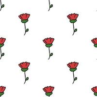 Seamless pattern with red flowers. Floral background. Red flowers isolated on white background vector