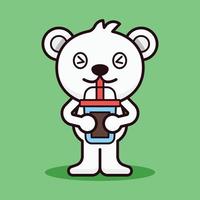 Polar Bear Drink Bubble Tea Illustration vector