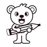 Polar Bear Holding Pencil Coloring Page vector