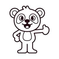 Panda Good or Thumbs Up Pose Coloring Page vector