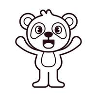 Panda Happy Pose Coloring Page vector