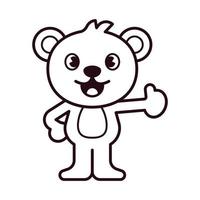Polar Bear Good or Thumbs Up Pose Coloring Page vector