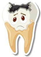 Tooth decay with sad face vector