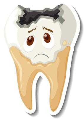 Tooth decay with sad face