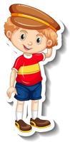 Cute boy wears cap cartoon character vector