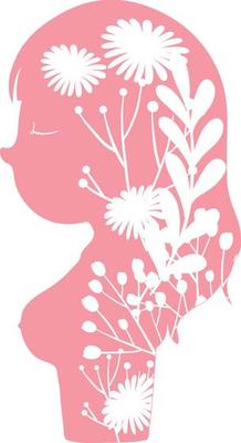 Pink woman silhouette with flower pattern