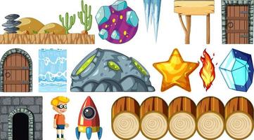 Set of isolated fantasy space objects vector