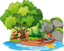 bosque aislado con personaje de dibujos animados de niños vector