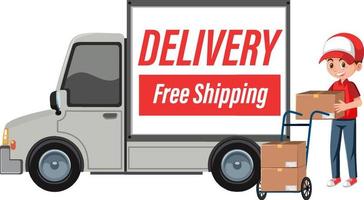 Delivery truck with free shipping banner vector