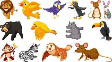 Set of isolated different animals vector