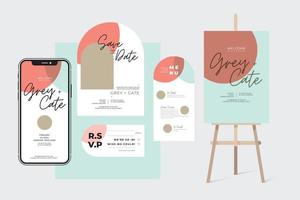 Save the date invitation card and social template design vector