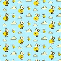 cute little bee seamless pattern cartoon vector illustration