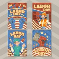 Retro Labor Profession Power Card vector