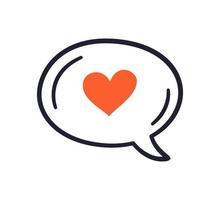 Heart in speech bubble. Like simbol. Declaration of love. Hand drawn message on Valentines Day. Vector illustration isolated on white background