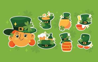 St. Patrick's Day Hat Sticker Collection vector