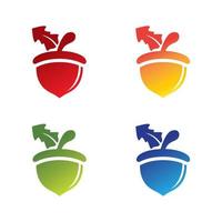 conjunto de iconos de vector de plantilla de logotipo de bellota