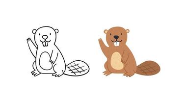 Cute beaver character. Vector wildlife animal.