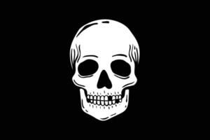 Ilustración de calavera en blanco y negro impresa en camisetas, chaqueta, recuerdos o tatuajes vector gratuito