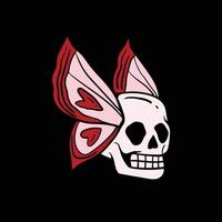 Ilustración de mariposa de calavera roja impresa en camisetas, chaqueta y recuerdos premium vector