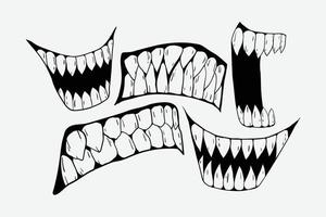 scary teeth illustration print on t-shirts,jacket,souvenirs or tattoo