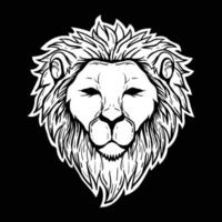 Ilustración de león en blanco y negro impresa en camisetas, chaqueta, recuerdos o tatuajes vector gratuito
