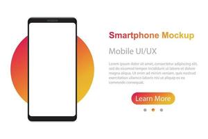 Frame of mobile phone on colored background. Mockup generic device with empty display. vector