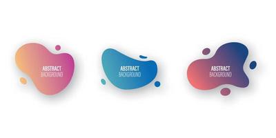 Set of color abstract liquid shape modern graphic elements. Fluid gradient elements. Color splash shapes design. Vector