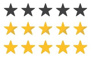 Black and yellow stars rating icon set. Five stars of customer product rating review. Feedback icon for app and website. vector