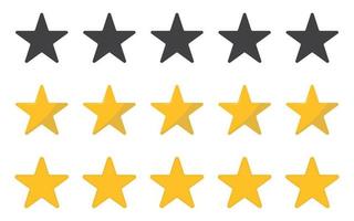 Black and yellow stars rating icon set. Five stars of customer product rating review. Feedback icon for app and website. vector