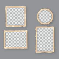 Vintage retro photo frames with empty, blank space. Template of old retro photographs. Realistic antique frame photography. vector