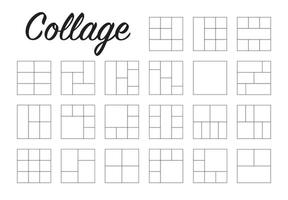 Collection photo collage in line style. Empty linear frames for photography. Big set. Vector