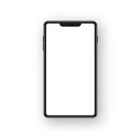 Realistic smartphone mockup with empty white screen. 3D mobile phone mock up. Blank display. Vector