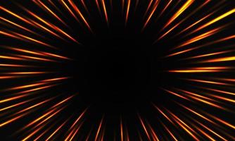 Abstract orange light speed zoom on black background technology vector