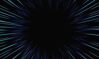 Abstract blue light speed zoom on black background technology vector