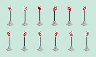 dangerous road signs isometric style news red vector