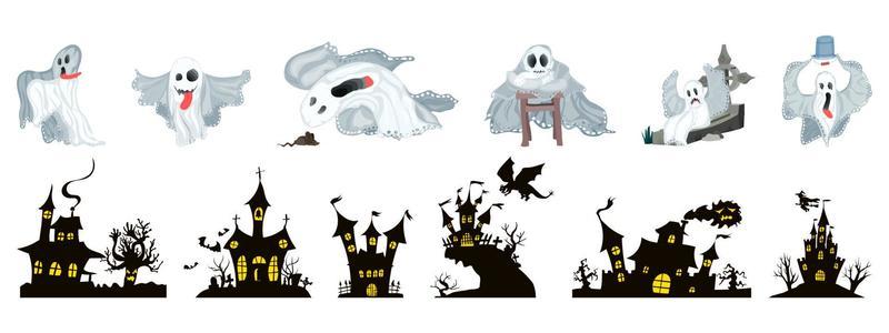 A selection of Halloween. ghosts and castles