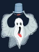 cartoon ghost with a bucket scares passersby evil vector