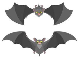 bat in flight gray cartoon vector drawing