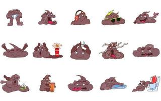 selection of funny monsters poop situations life vector