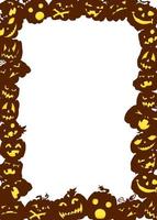 frame with pumpkins. card on a white halloween vector