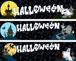 set of rectangular posters for halloween. vector