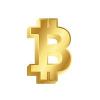 Bitcoin icono 3D con color dorado vector