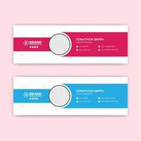 Cyan and pink color professional email signature design template pro download vector