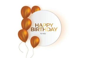 Fondo de deseo de cumpleaños con globos dorados oscuros realistas y texto dorado vector
