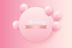 Birthday background with realistic pink  balloons and pink background vector